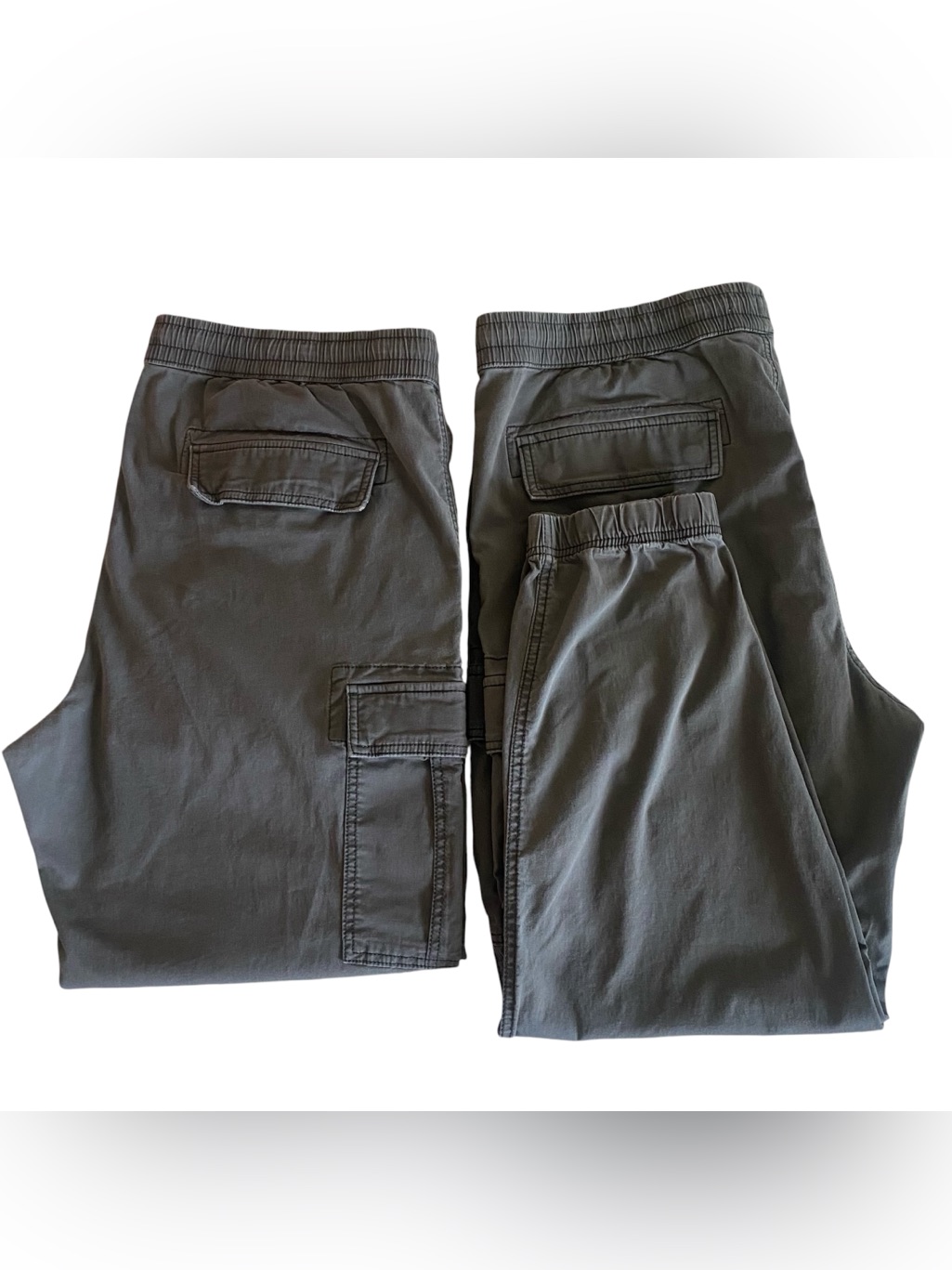 Bundle Sonoma Men’s Cargo Jogger Xl Gray 2 Pair Elastic Waist Ankle Drawstring